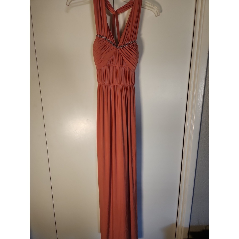 BCBG Generation Sleeveless Maxi Formal Dress, Orange Size 6